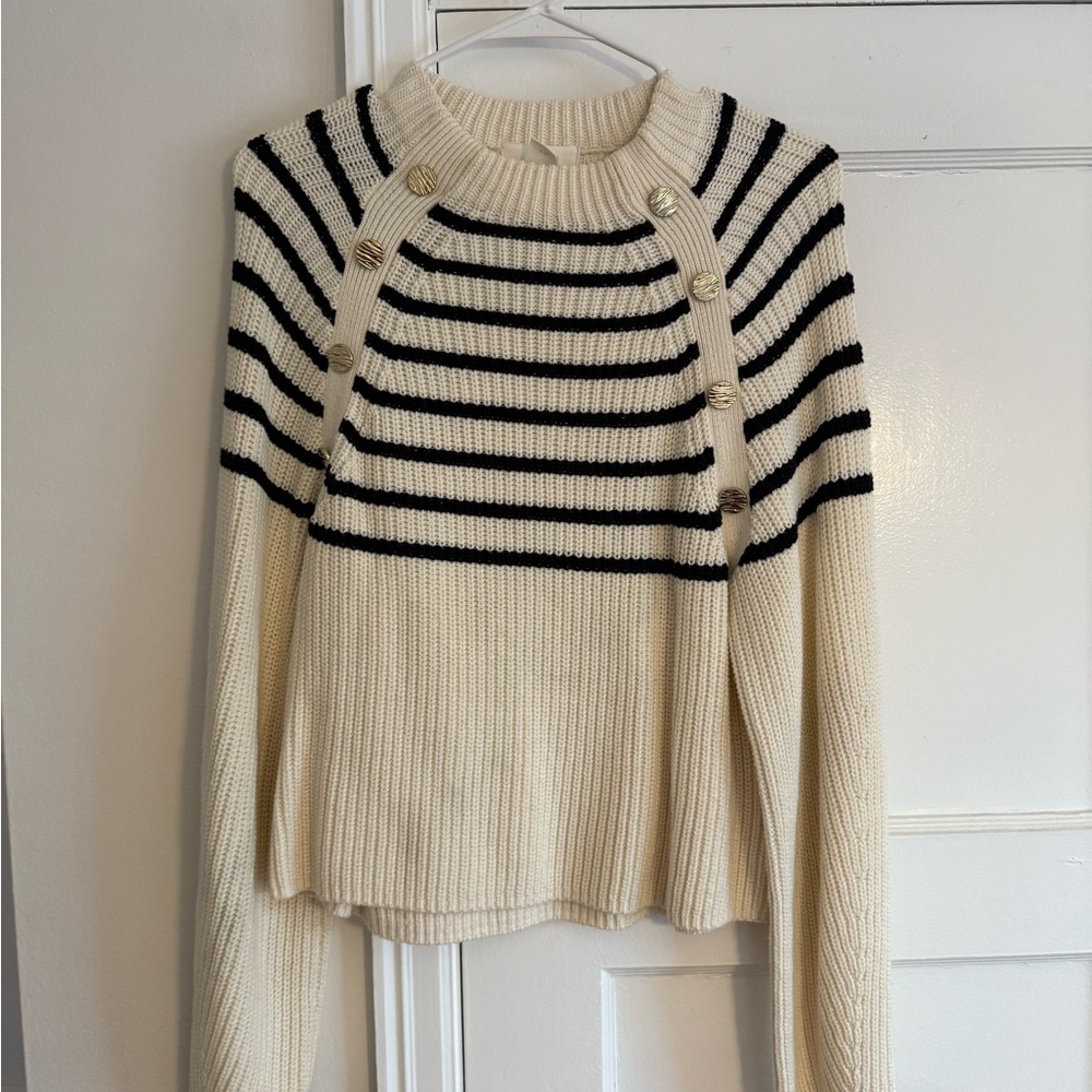 Striped Cream and Black Sweater